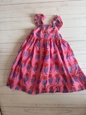 Girls oliphant Pink Floral Sundress with Ruffled Straps